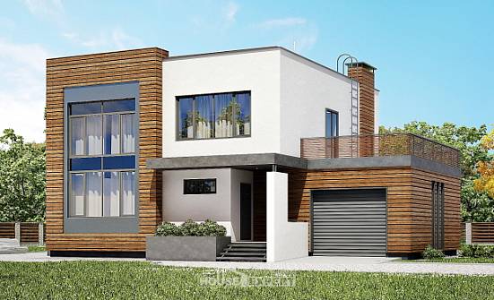220-003-П Проект двухэтажного дома и гаражом, уютный дом из поризованных блоков Каменск-Уральский | Проекты домов от House Expert