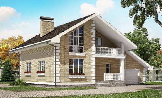 190-005-П Проект двухэтажного дома мансардой и гаражом, средний домик из арболита Каменск-Уральский | Проекты домов от House Expert