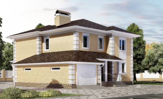 220-006-Л Проект двухэтажного дома, гараж, просторный домик из бризолита Каменск-Уральский | Проекты домов от House Expert