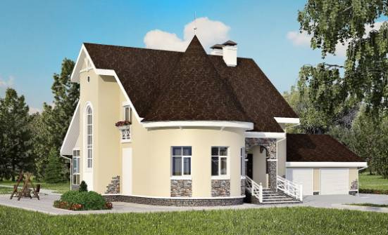275-001-Л Проект двухэтажного дома с мансардой и гаражом, современный домик из кирпича Каменск-Уральский | Проекты домов от House Expert