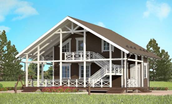 080-001-П Проект двухэтажного дома с мансардой, недорогой домик из дерева Каменск-Уральский | Проекты домов от House Expert