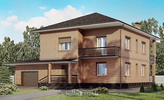 245-003-Л Проект двухэтажного дома, гараж, просторный домик из кирпича Каменск-Уральский | Проекты домов от House Expert