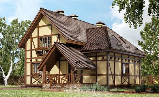 160-003-П Проект двухэтажного дома с мансардой, классический дом из теплоблока Каменск-Уральский | Проекты домов от House Expert
