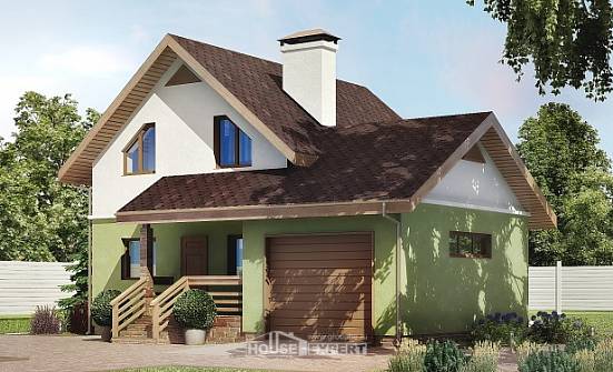 120-002-П Проект двухэтажного дома мансардой и гаражом, небольшой коттедж из бризолита Каменск-Уральский | Проекты домов от House Expert