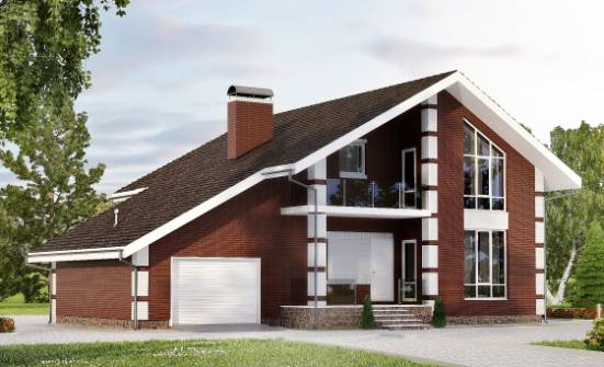 180-001-Л Проект двухэтажного дома с мансардой, гараж, бюджетный домик из арболита Каменск-Уральский | Проекты домов от House Expert