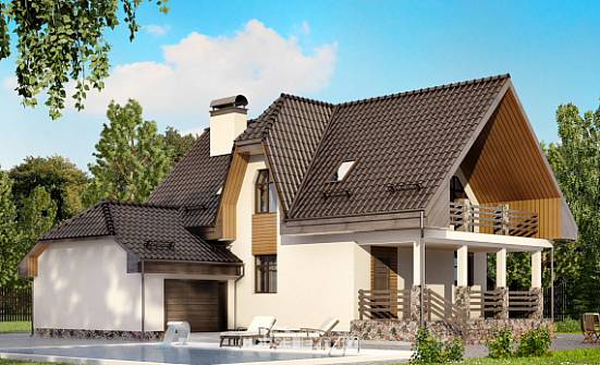 150-001-Л Проект двухэтажного дома мансардой, гараж, простой загородный дом из бризолита Каменск-Уральский | Проекты домов от House Expert