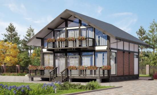 170-007-П Проект двухэтажного дома мансардный этаж, бюджетный загородный дом из бревен Каменск-Уральский | Проекты домов от House Expert