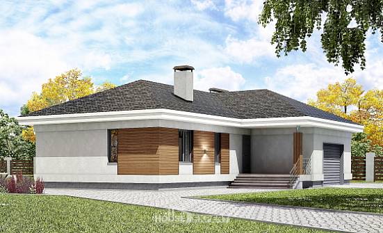 165-001-П Проект одноэтажного дома, гараж, простой загородный дом из керамзитобетонных блоков Каменск-Уральский | Проекты домов от House Expert
