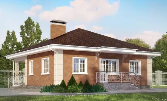 100-001-Л Проект одноэтажного дома, бюджетный дом из теплоблока Каменск-Уральский | Проекты домов от House Expert