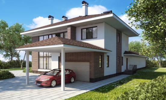 340-001-П Проект двухэтажного дома, гараж, классический домик из кирпича Каменск-Уральский | Проекты домов от House Expert