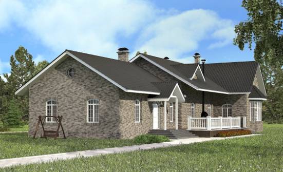 195-001-П Проект одноэтажного дома, просторный домик из кирпича Каменск-Уральский | Проекты домов от House Expert