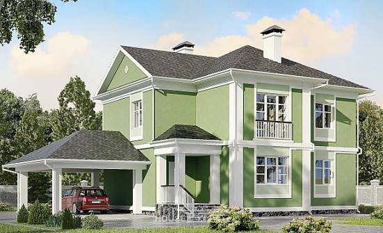 170-001-Л Проект двухэтажного дома, гараж, недорогой домик из поризованных блоков Каменск-Уральский | Проекты домов от House Expert