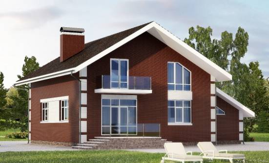 180-001-Л Проект двухэтажного дома с мансардой, гараж, бюджетный домик из арболита Каменск-Уральский | Проекты домов от House Expert
