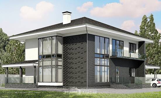 245-002-П Проект двухэтажного дома, гараж, уютный загородный дом из газобетона Каменск-Уральский | Проекты домов от House Expert
