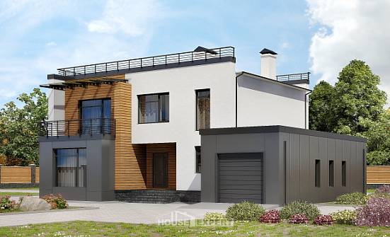 260-002-П Проект двухэтажного дома, гараж, классический загородный дом из теплоблока Каменск-Уральский | Проекты домов от House Expert