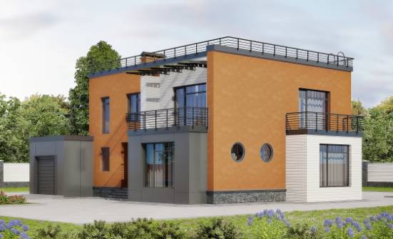 260-002-Л Проект двухэтажного дома, гараж, современный коттедж из блока Каменск-Уральский | Проекты домов от House Expert