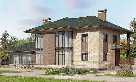 305-003-П Проект двухэтажного дома, современный коттедж из поризованных блоков Каменск-Уральский | Проекты домов от House Expert