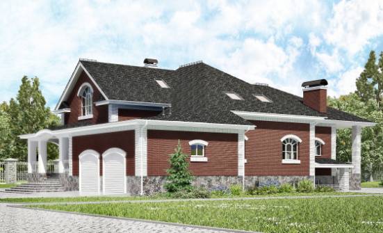 600-001-П Проект трехэтажного дома с мансардой, гараж, современный загородный дом из поризованных блоков, Каменск-Уральский