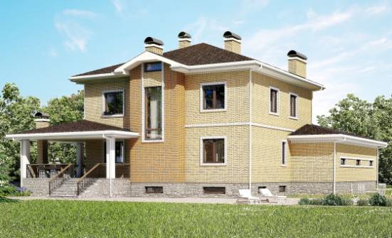 350-002-Л Проект трехэтажного дома, гараж, просторный загородный дом из кирпича, Каменск-Уральский