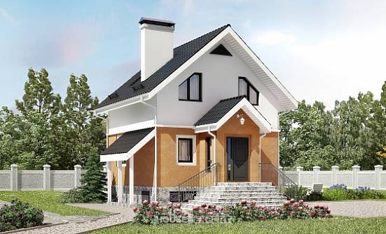 100-005-Л Проект трехэтажного дома с мансардой, компактный коттедж из теплоблока Каменск-Уральский | Проекты домов от House Expert