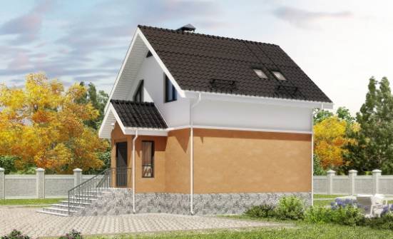100-005-Л Проект двухэтажного дома с мансардой, компактный домик из газосиликатных блоков, Каменск-Уральский
