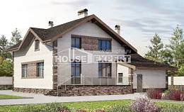245-005-П Проект двухэтажного дома мансардой и гаражом, средний домик из твинблока Каменск-Уральский, House Expert