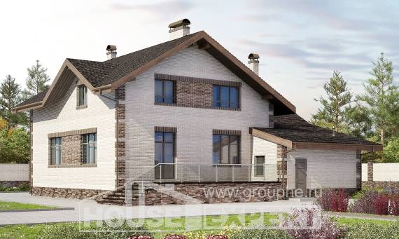 245-005-П Проект двухэтажного дома мансардой и гаражом, средний домик из твинблока Каменск-Уральский, House Expert