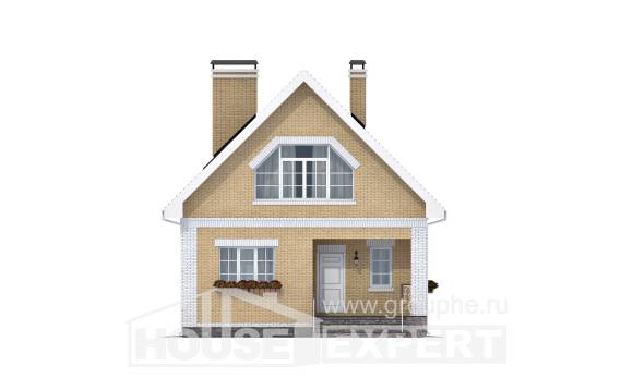 130-004-П Проект двухэтажного дома с мансардным этажом, скромный домик из газосиликатных блоков Каменск-Уральский, House Expert
