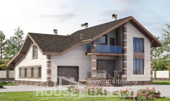 245-005-П Проект двухэтажного дома с мансардой, гараж, средний дом из поризованных блоков Каменск-Уральский, House Expert