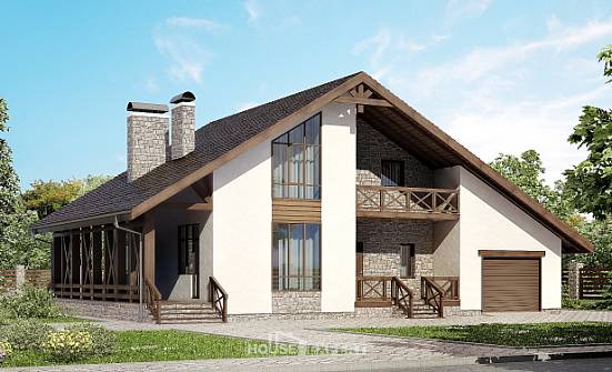 265-001-П Проект двухэтажного дома с мансардным этажом, гараж, классический коттедж из пеноблока, Каменск-Уральский