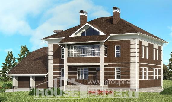 505-002-Л Проект трехэтажного дома и гаражом, просторный домик из кирпича Каменск-Уральский, House Expert