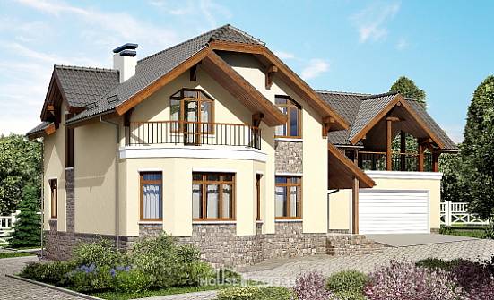 255-003-П Проект двухэтажного дома мансардой, гараж, красивый загородный дом из арболита, Каменск-Уральский