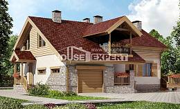 165-002-П Проект двухэтажного дома мансардный этаж и гаражом, бюджетный коттедж из блока Каменск-Уральский, House Expert
