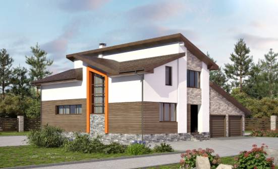240-004-П Проект двухэтажного дома с мансардой и гаражом, уютный домик из блока Каменск-Уральский | Проекты домов от House Expert