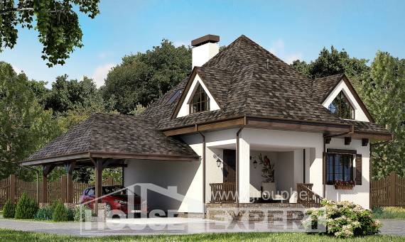 110-002-Л Проект двухэтажного дома с мансардой, гараж, компактный домик из теплоблока Каменск-Уральский, House Expert