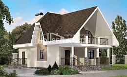 125-001-Л Проект двухэтажного дома мансардный этаж, небольшой загородный дом из пеноблока Каменск-Уральский, House Expert