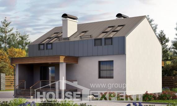 120-004-П Проект двухэтажного дома с мансардой, уютный коттедж из твинблока Каменск-Уральский, House Expert