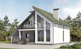 170-009-Л Проект двухэтажного дома с мансардой, гараж, бюджетный домик из пеноблока, Каменск-Уральский