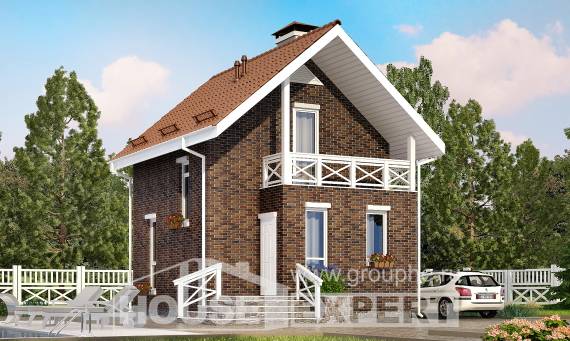 045-001-Л Проект двухэтажного дома с мансардным этажом, недорогой домик из газобетона Каменск-Уральский, House Expert