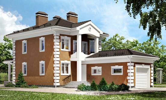 150-006-П Проект двухэтажного дома и гаражом, небольшой дом из поризованных блоков, Каменск-Уральский