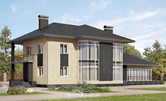 305-003-Л Проект двухэтажного дома, современный коттедж из бризолита, Каменск-Уральский