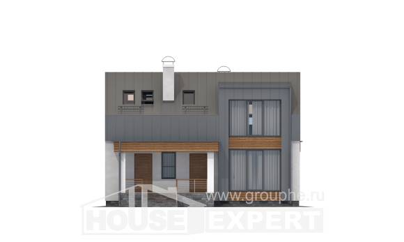 120-004-П Проект двухэтажного дома мансардой, бюджетный дом из блока Каменск-Уральский, House Expert