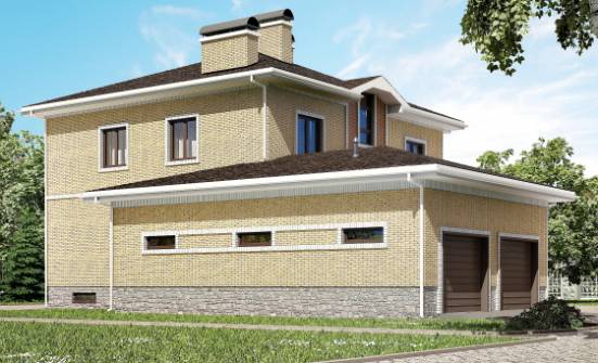350-002-Л Проект трехэтажного дома, гараж, просторный загородный дом из кирпича, Каменск-Уральский