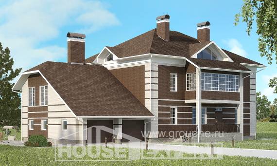 505-002-Л Проект трехэтажного дома, гараж, современный загородный дом из кирпича Каменск-Уральский, House Expert