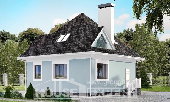 110-001-Л Проект двухэтажного дома мансардой, небольшой домик из газосиликатных блоков Каменск-Уральский, House Expert