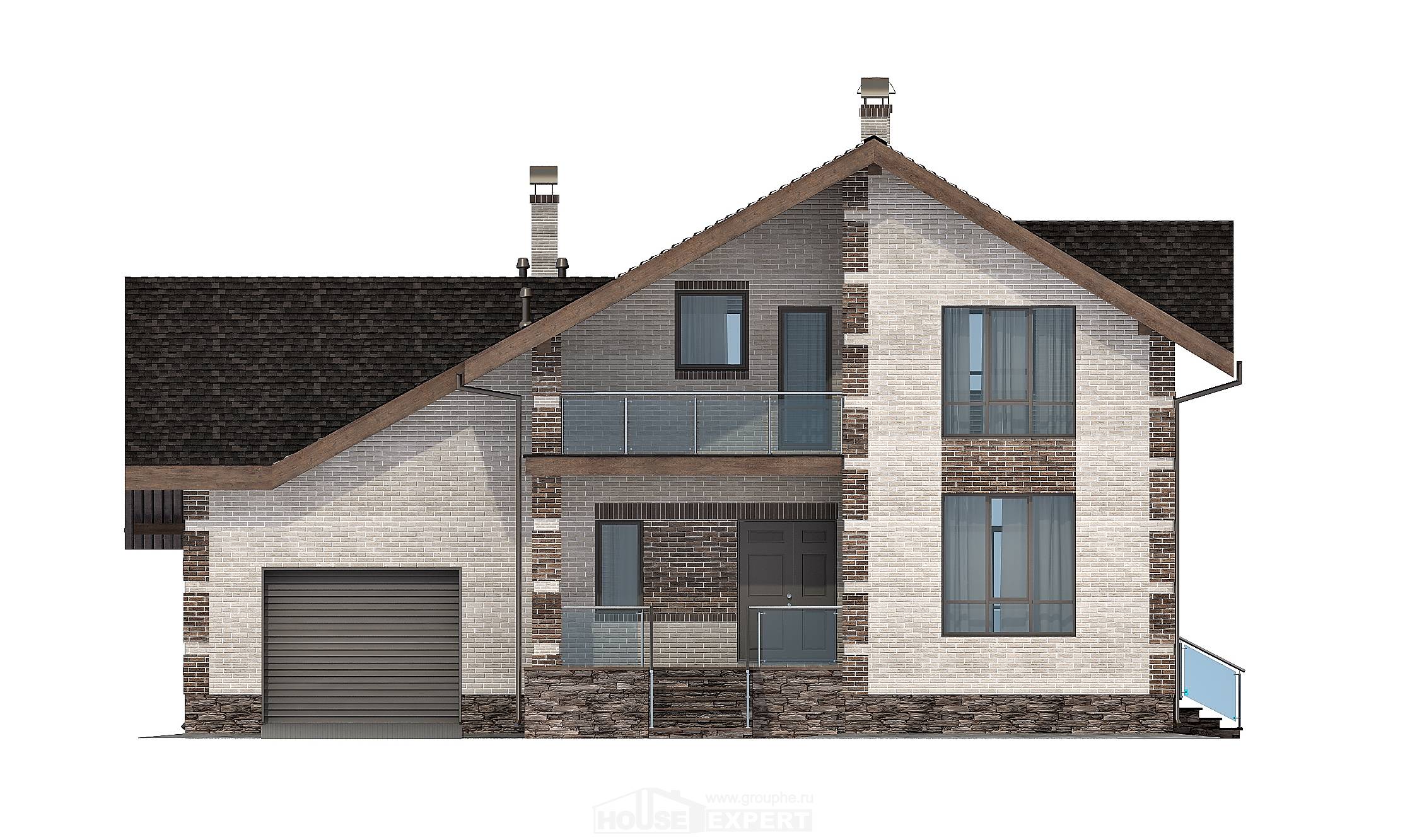 245-005-П Проект двухэтажного дома с мансардой, гараж, уютный домик из блока, Каменск-Уральский