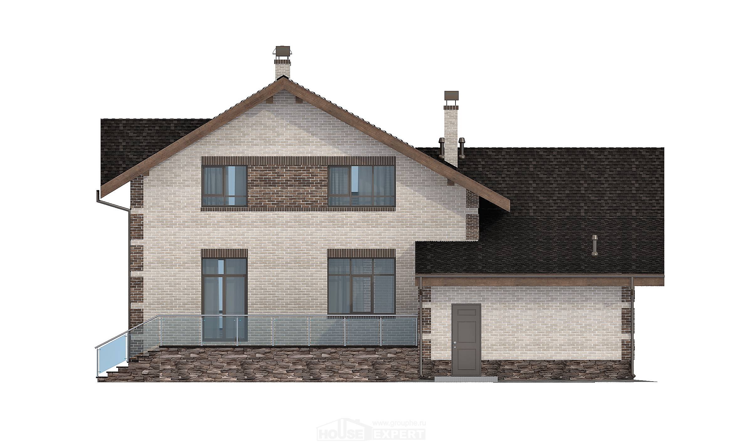 245-005-П Проект двухэтажного дома с мансардой и гаражом, классический коттедж из теплоблока Каменск-Уральский, House Expert