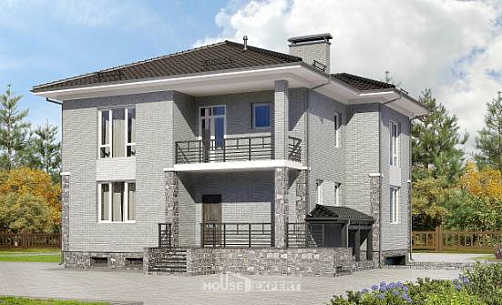 275-004-П Проект трехэтажного дома и гаражом, огромный дом из кирпича, Каменск-Уральский