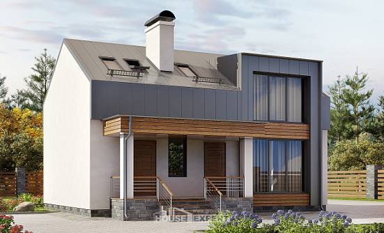 120-004-П Проект двухэтажного дома с мансардой, красивый домик из поризованных блоков, Каменск-Уральский