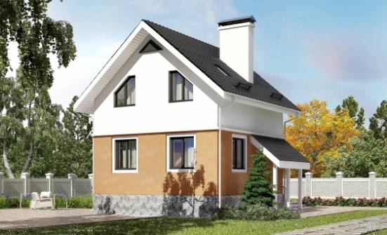 100-005-Л Проект двухэтажного дома с мансардой, компактный домик из газосиликатных блоков, Каменск-Уральский